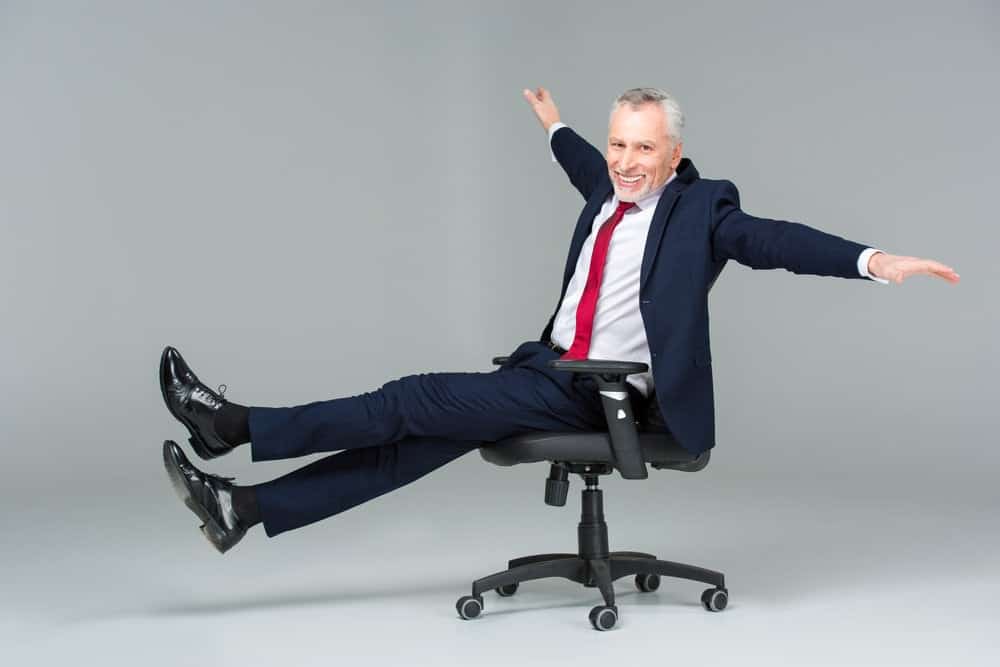 a businessman in office chair