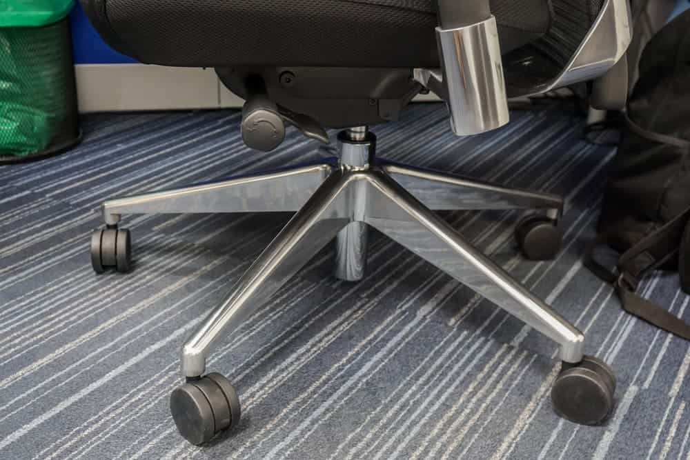 office chair rolling on a carpet