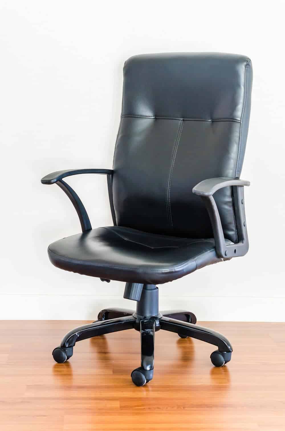 black leather non pneumatic office chair