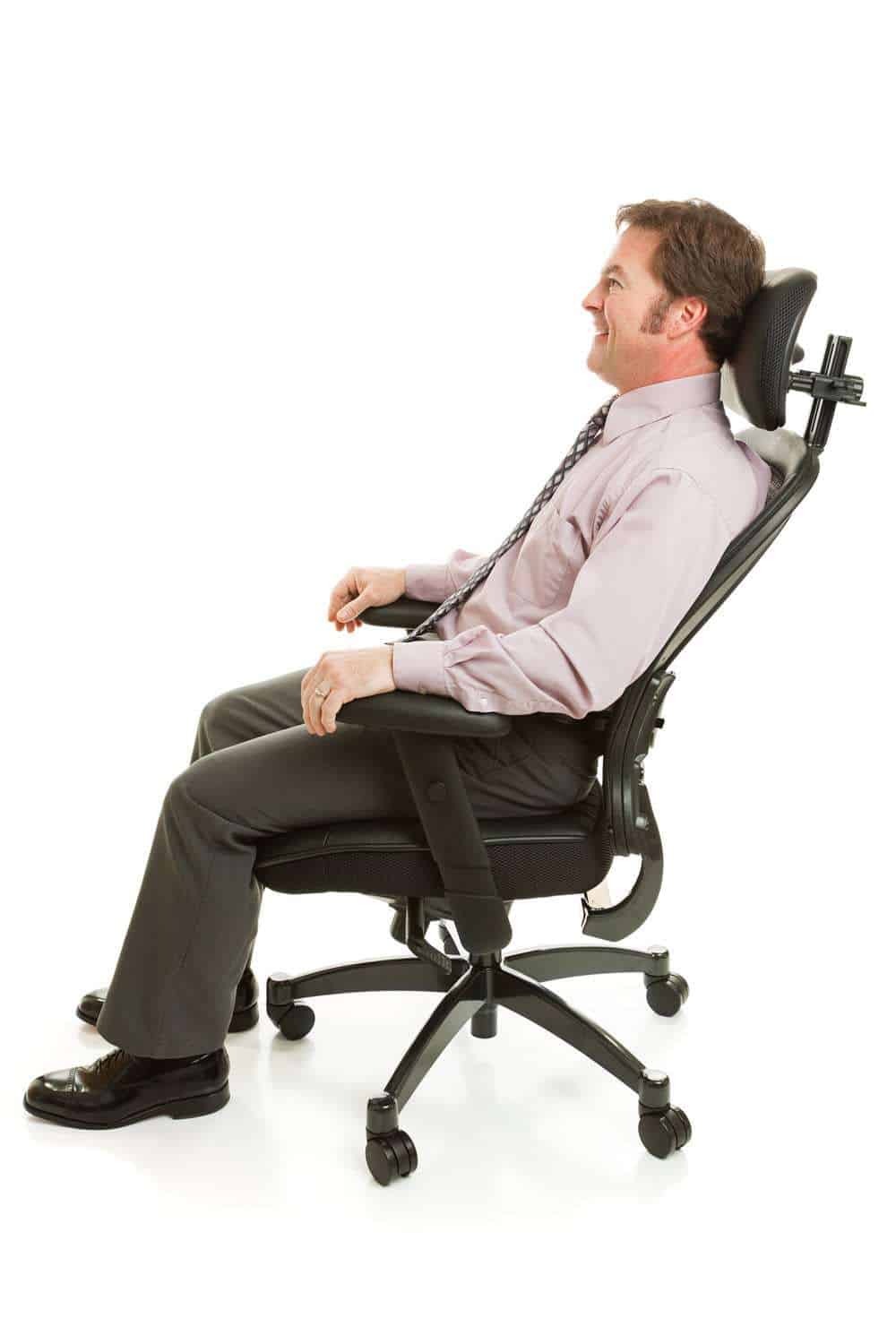 man relax on a headrest of ergonomic chair