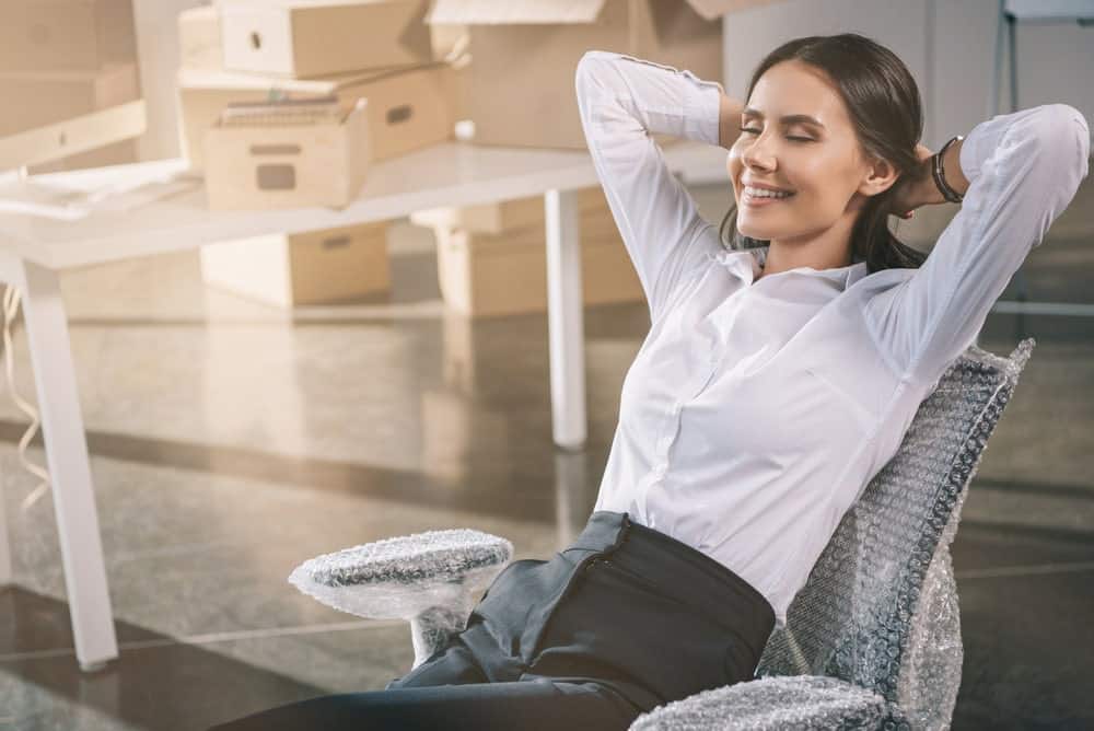 woman relax on a new office chair