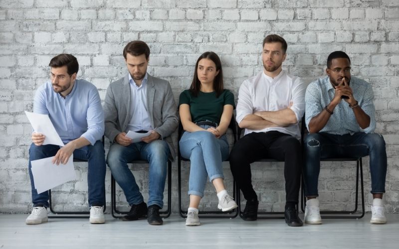 Candidates sitting in nervous waiting for interview result