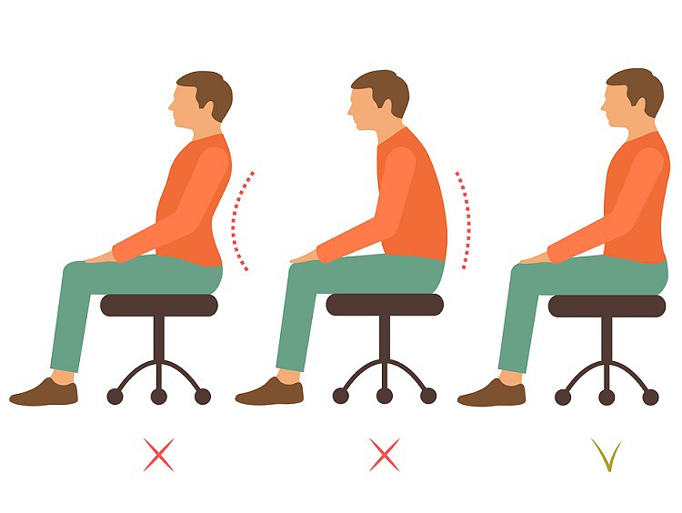 Good posture while sitting on saddle chair without back support