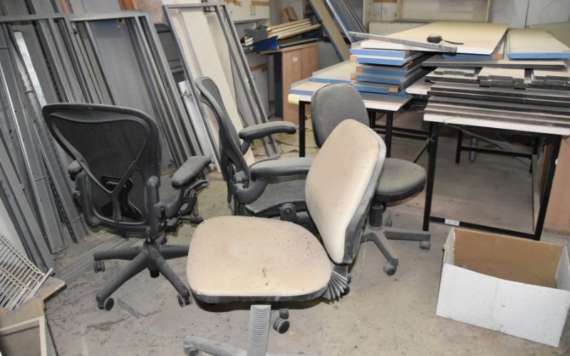 Old office chairs warehouse