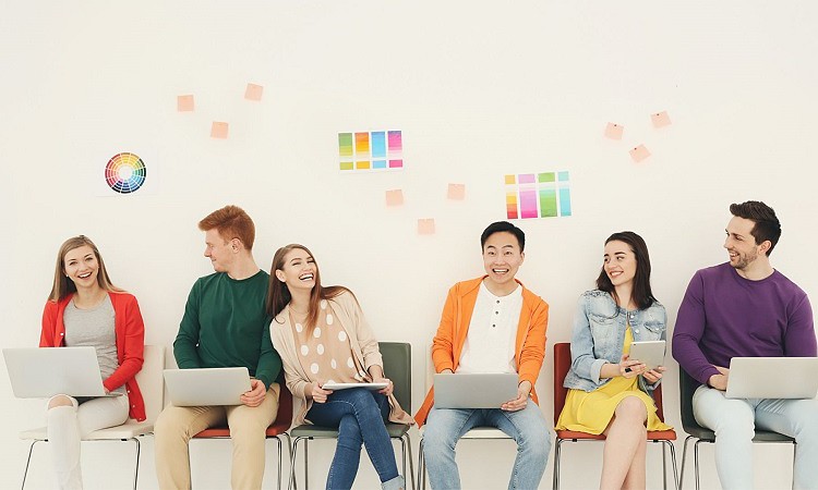 Young people sitting together