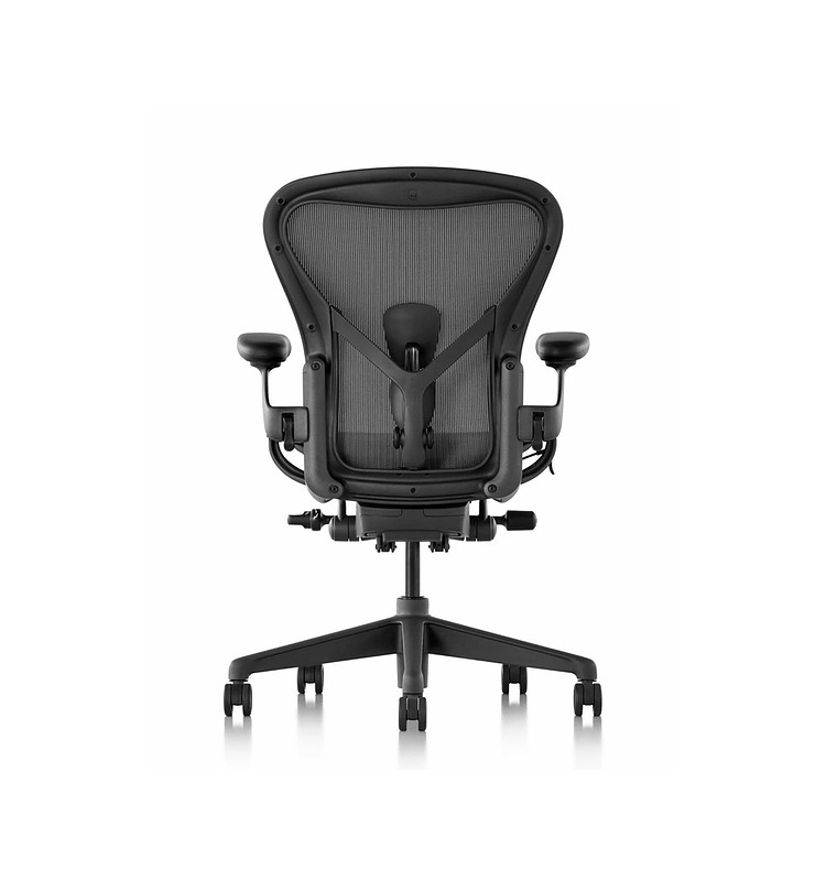 back view of an ergonomic office chair