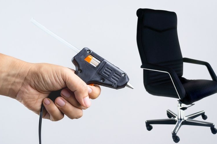 Office chair and glue gun