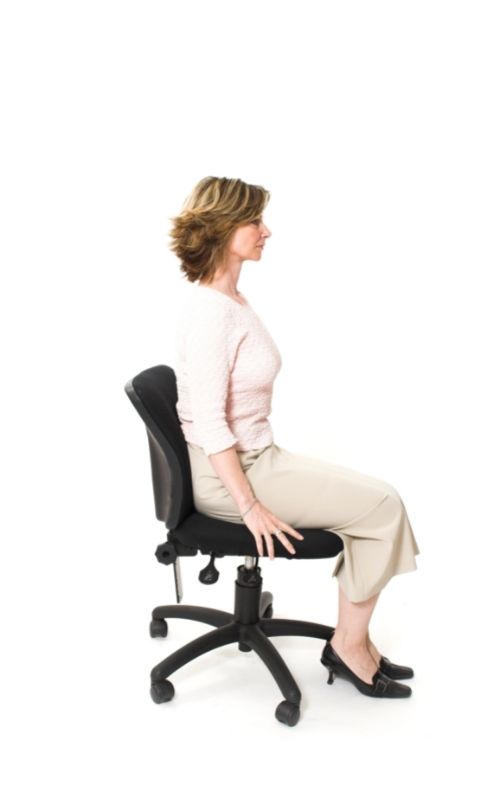 Woman sitting properly on office chair