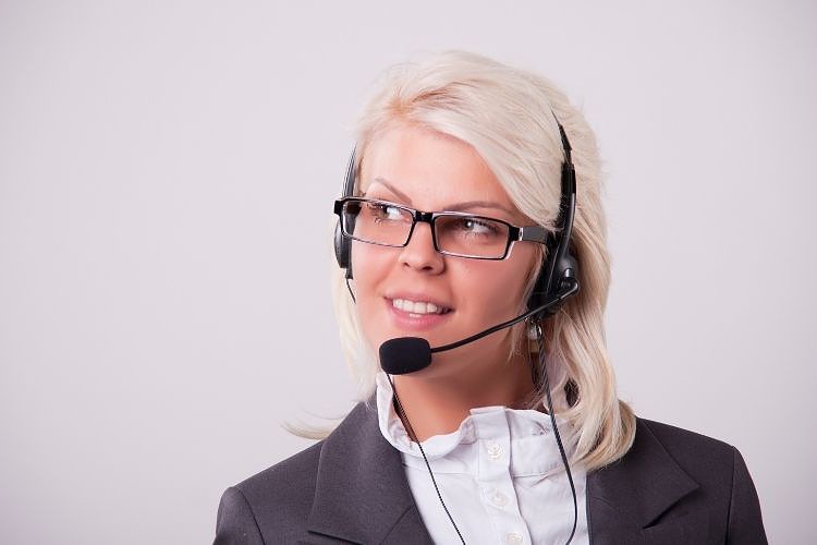 Business woman wearing headset