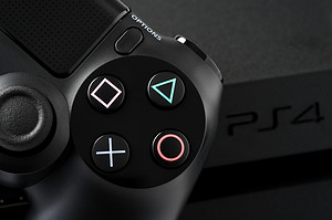 A close-up shot of PS4 controller