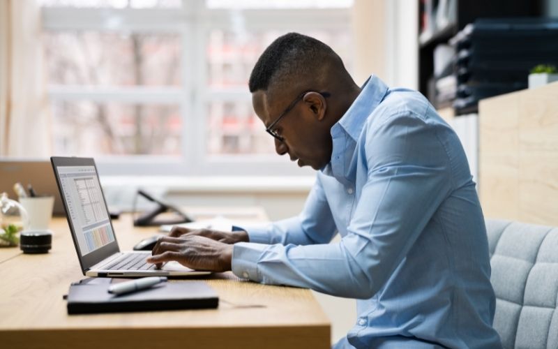 Man Bad Posture Working Typing