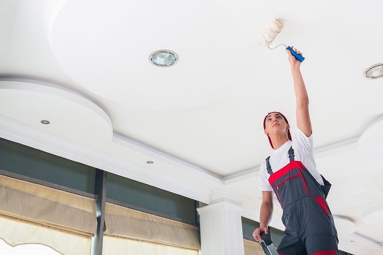 Painter painting the ceiling