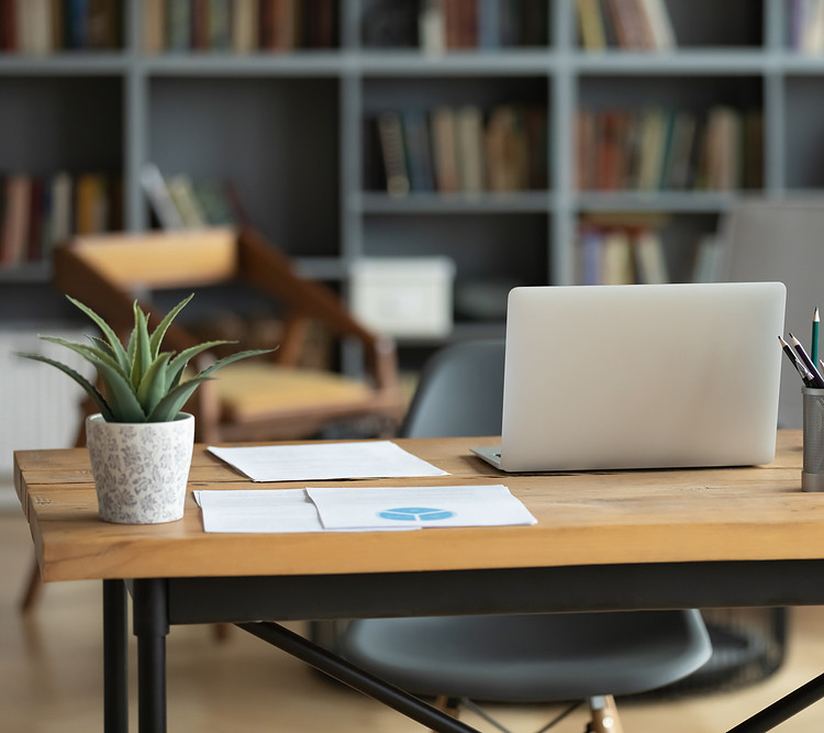 Wood desk in an office