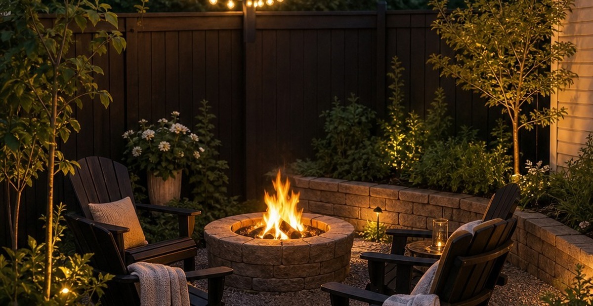 20+ Fire Pit Ideas With Lights That Make the Backyard Feel Finished