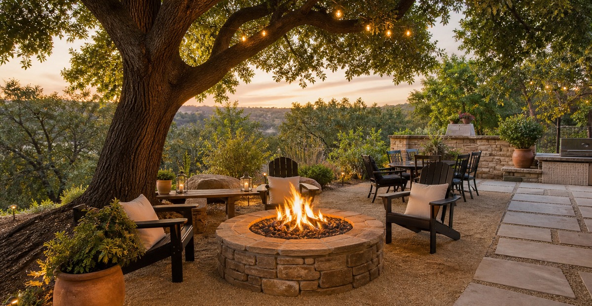 24 Fire Pit Ideas With Tree Shade That Make the Yard Feel Collected
