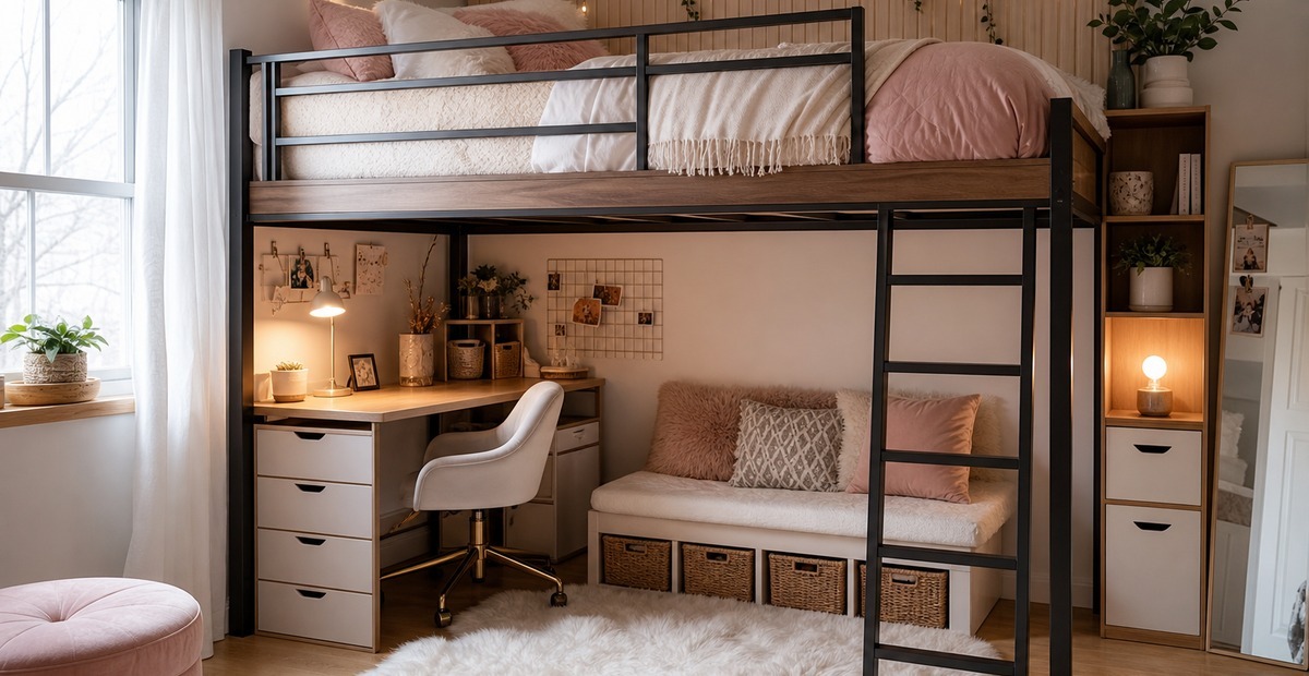 21 Teen Girl Bedroom Loft Bed Ideas That Make the Space Feel Bigger