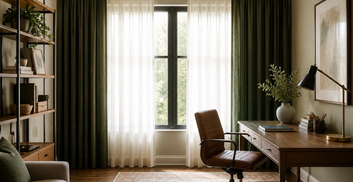 33 Home Office Curtain Ideas for Better Light, Privacy, and Glare Control