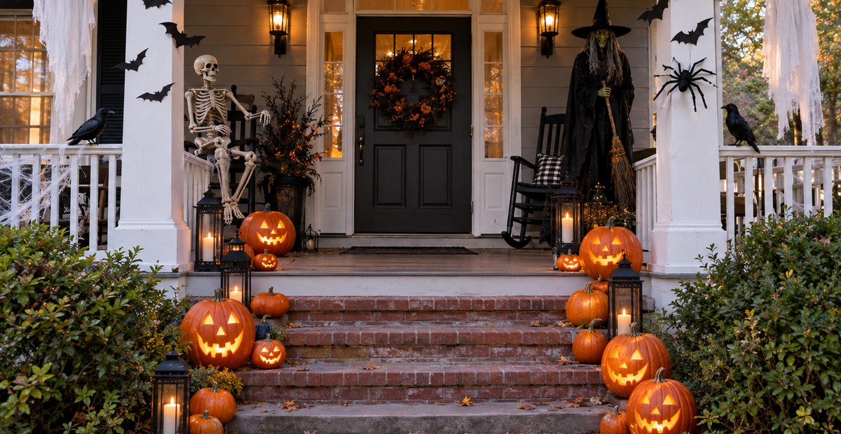 24 Front Porch Halloween Ideas That Look Spooky From the Sidewalk